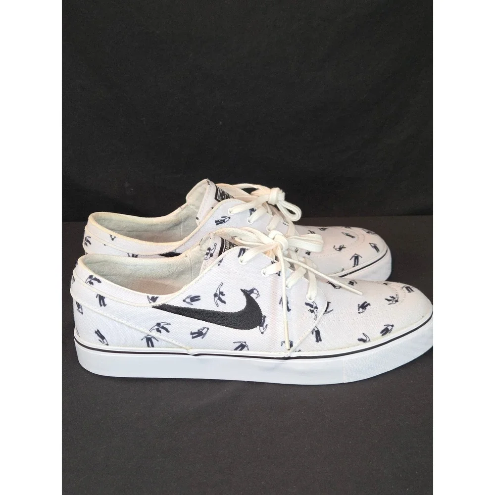 Nike SB Stefan Janoski White Black Skateboard print Shoes Mens Size 9‎ I